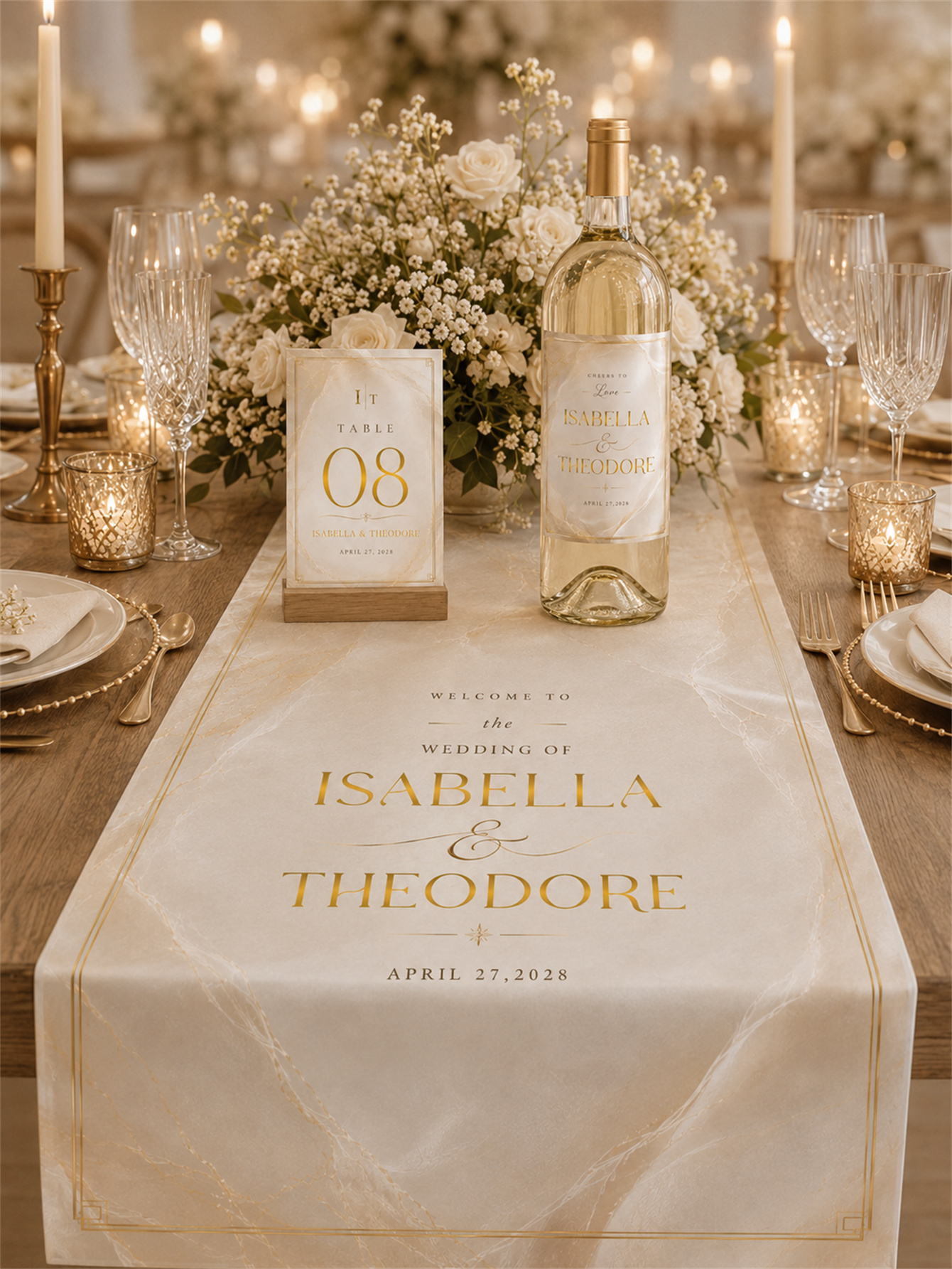 Customized luxurious marble gold wedding decorations - suitable for ceremony and banquet decoration